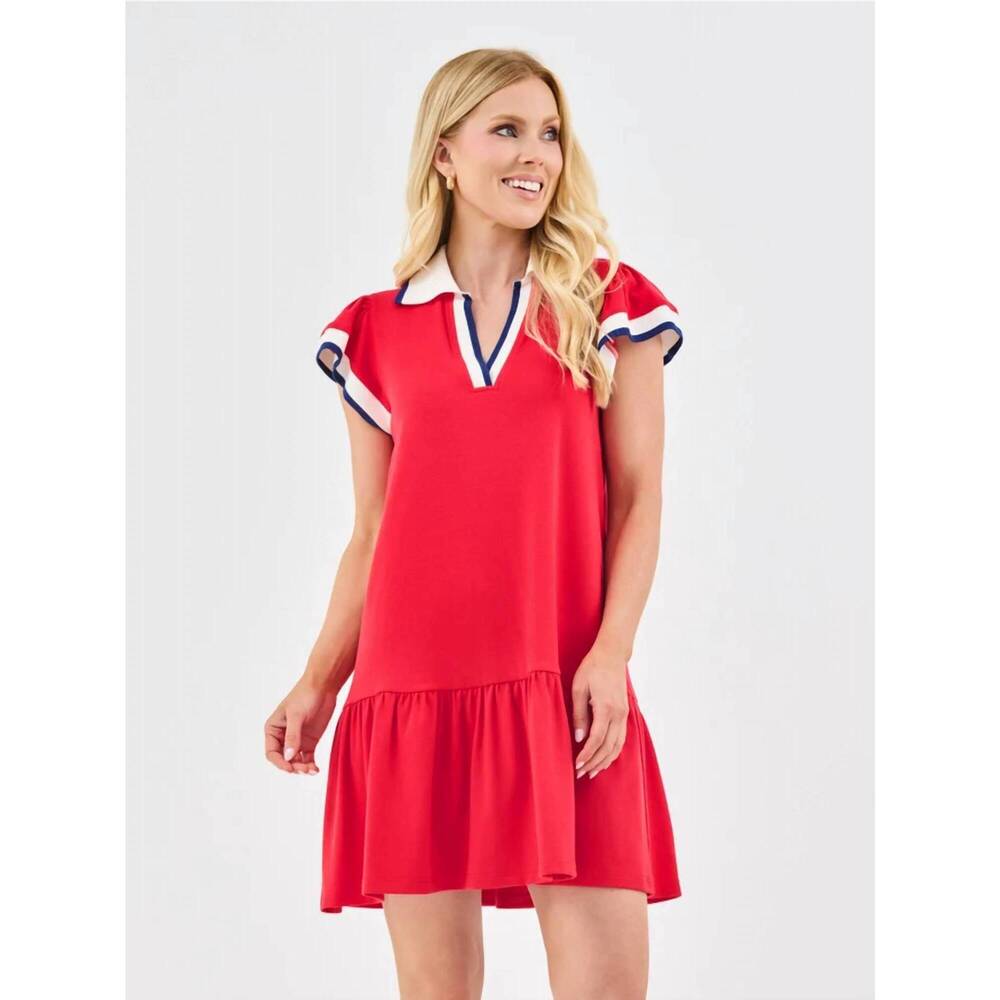 NEW MARY SQUARE carissa dress in red/white
